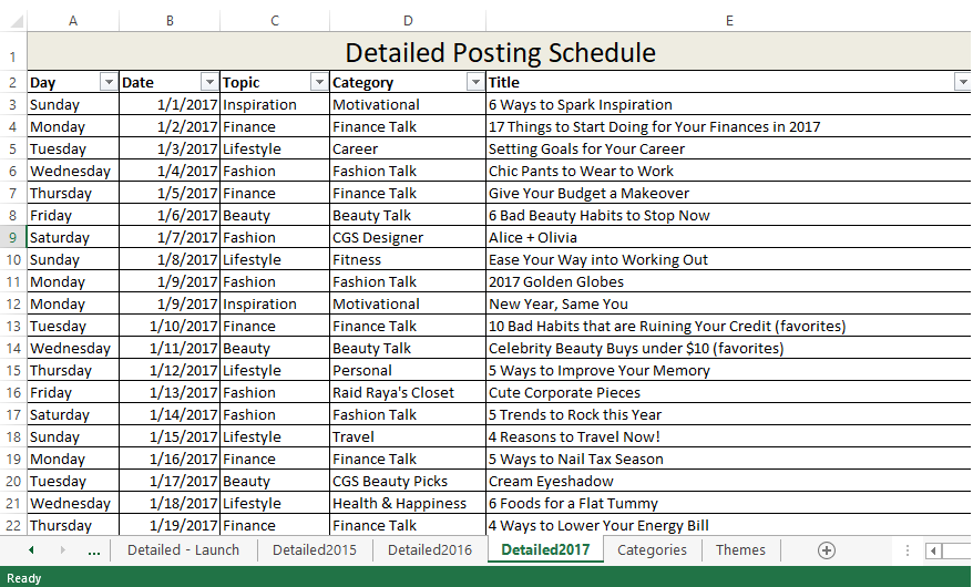 Blog blog schedule